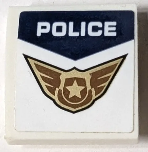 Slope, Curved 2 x 2 x 2/3 with 'POLICE' and Gold Badge with Wings Pattern (Sticker) - Set 60209
