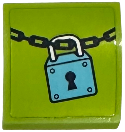 Slope, Curved 2 x 2 x 2/3 with Dark Blue Chain and Medium Azure Padlock Pattern (Sticker) - Set 41735