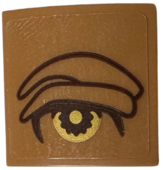 Slope, Curved 2 x 2 x 2/3 with Gold Eye and Reddish Brown Eyebrow Outline Pattern Model Left Side (Sticker) - Set 75684