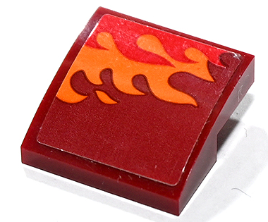 Slope, Curved 2 x 2 x 2/3 with Orange and Red Flames Pattern Model Right Side (Sticker) - Set 80019