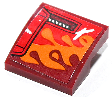 Slope, Curved 2 x 2 x 2/3 with Orange and Red Flames, Engine Vent and Panel Pattern Model Right Side (Sticker) - Set 80019