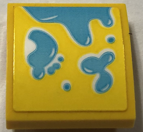 Slope, Curved 2 x 2 x 2/3 with Medium Azure Water Splashes and Footprint Pattern Model Left Side (Sticker) - Set 41720