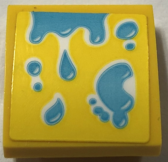 Slope, Curved 2 x 2 x 2/3 with Medium Azure Water Splashes and Footprint Pattern Model Right Side (Sticker) - Set 41720