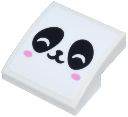 Slope, Curved 2 x 2 x 2/3 with Panda Face, Black Eye Patches and Nose, Bright Pink Cheeks Pattern (Sticker) - Set 42648