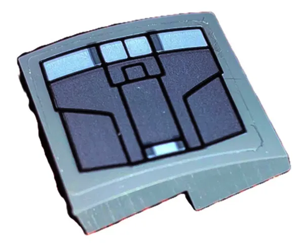 Slope, Curved 2 x 2 x 2/3 with Dark Silver Armor Plates with Black Outline Pattern Model Right Side (Sticker) - Set 76190