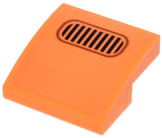 Slope, Curved 2 x 2 x 2/3 with Dark Orange Oval and Black Vent Lines Pattern (Sticker) - Set 72044