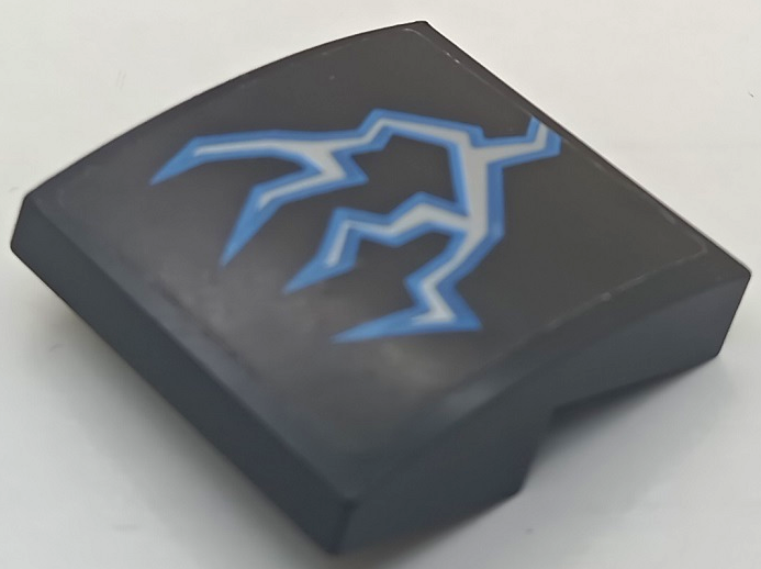 Slope, Curved 2 x 2 x 2/3 with Dark Azure and Silver Lightning Pattern (Sticker) - Set 60295