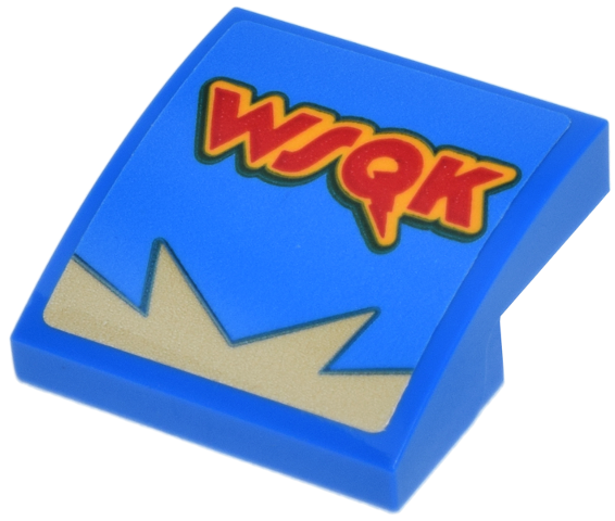 Slope, Curved 2 x 2 x 2/3 with Tan Jagged Line and Red and Bright Light Orange 'WSQK' Pattern (Sticker) - Set 11370