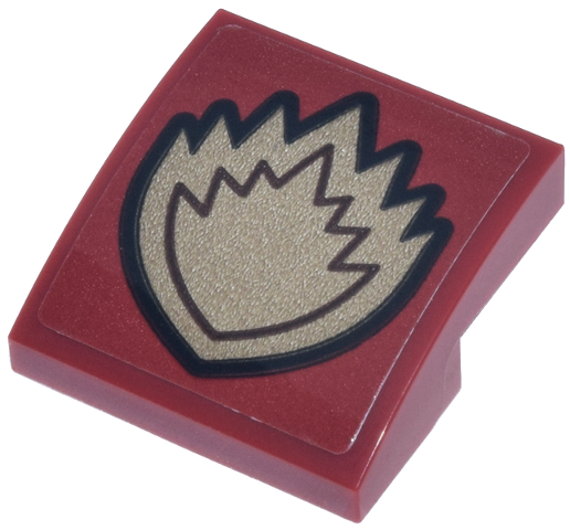 Slope, Curved 2 x 2 x 2/3 with Dark Tan Flame Ravager Symbol with Dark Brown and Black Outline Pattern (Sticker) - Set 76341