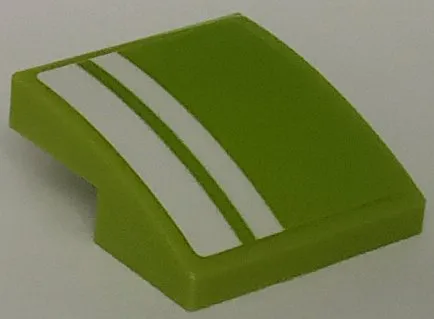 Slope, Curved 2 x 2 x 2/3 with White Stripes Pattern Side A (Sticker) - Set 42138