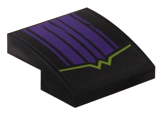 Slope, Curved 2 x 2 x 2/3 with Purple Fabric Folds and Lime Bent Line Pattern (Sticker) - Set 80022