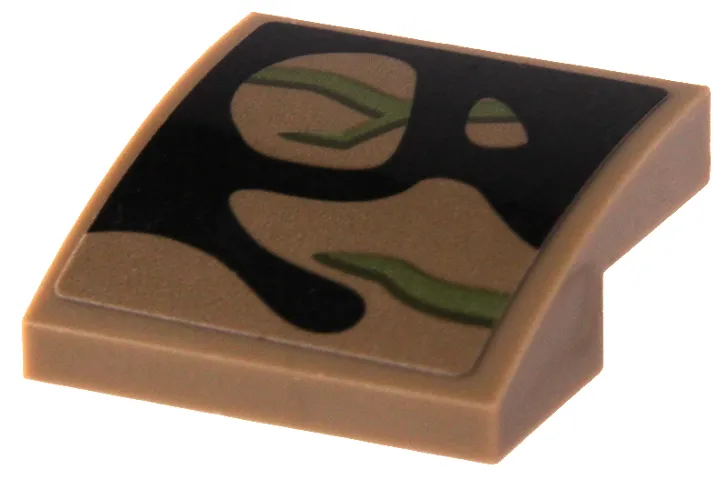 Slope, Curved 2 x 2 x 2/3 with Olive Green Vines and Black Splotch Pattern (Sticker) - Set 76249