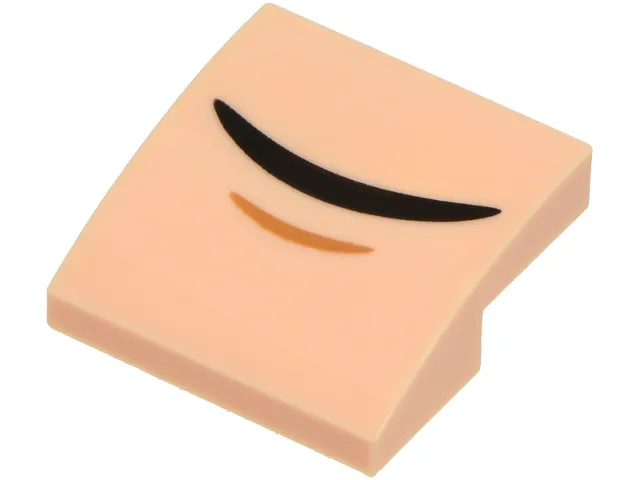 Slope, Curved 2 x 2 x 2/3 with Black Closed Mouth Grin and Medium Nougat Chin Dimple Pattern