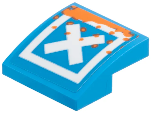 Slope, Curved 2 x 2 x 2/3 with White X, Orange Splotches Pattern (Sticker) - Set 71484
