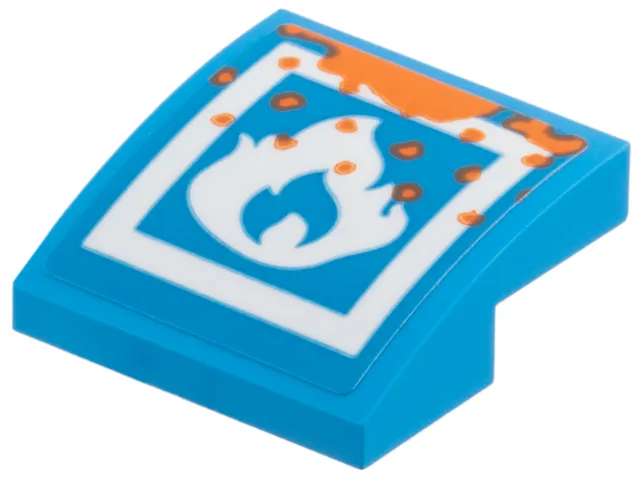 Slope, Curved 2 x 2 x 2/3 with White Fire Logo, Orange Splotches Pattern (Sticker) - Set 71484