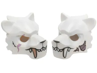 Minifigure, Headgear Mask Tiger with White and Copper Fangs and Medium Lavender Scar and Sinew Patches Pattern