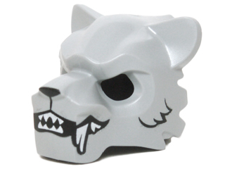 Minifigure, Headgear Mask Tiger with White Fangs, Black Fur and Open Mouth with Teeth Pattern