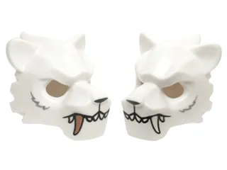 Minifigure, Headgear Mask Tiger with White and Copper Fangs and Light Bluish Gray Fur Pattern