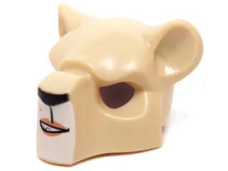 Minifigure, Headgear Mask Feline with Black Nose, Beauty Mark and Crooked Smile Pattern