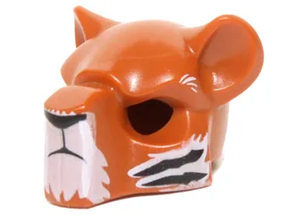 Minifigure, Headgear Mask Feline with Black Nose, Eyebrows and Tiger Stripes Pattern