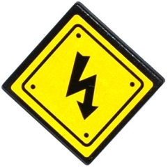 Road Sign 2 x 2 Square with Open O Clip with Electricity Danger Sign and 4 Rivets Pattern (Sticker) - Set 75919