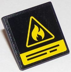 Road Sign 2 x 2 Square with Open O Clip with Yellow Flammable Danger Triangle and Black Lines Pattern (Sticker) - Set 60107
