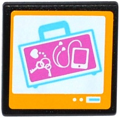 Road Sign 2 x 2 Square with Open O Clip with X-Ray Suitcase on Screen Pattern (Sticker) - Set 41100