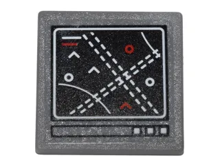 Road Sign 2 x 2 Square with Open O Clip with Computer Screen with Circles, Arcs and Dotted Lines Pattern (Sticker) - Set 76051
