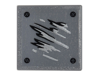 Road Sign 2 x 2 Square with Open O Clip with Black and Silver Scratches and Screw Heads Pattern 2 (Sticker) - Set 76050
