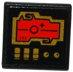 Road Sign 2 x 2 Square with Open O Clip with Red Screen, 2 Gold Knobs and 3 Switches Pattern (Sticker) - Set 70738