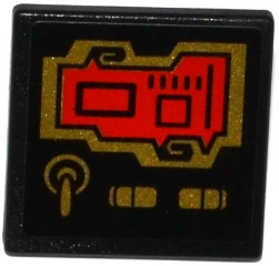 Road Sign 2 x 2 Square with Open O Clip with Red Screen and 3 Gold Switches Pattern (Sticker) - Set 70738