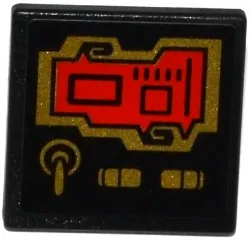 Road Sign 2 x 2 Square with Open O Clip with Red Screen and 3 Gold Switches Pattern (Sticker) - Set 70738