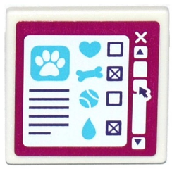 Road Sign 2 x 2 Square with Open O Clip with Paw Print, Heart, Bone, Tennis Ball and Water Drop on Computer Screen Pattern (Sticker) - Set 41124