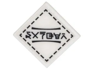 Road Sign 2 x 2 Square with Open O Clip with Black Dotted Line Border and Ninjago Logogram 'DANGER' Pattern (Sticker) - Set 70620