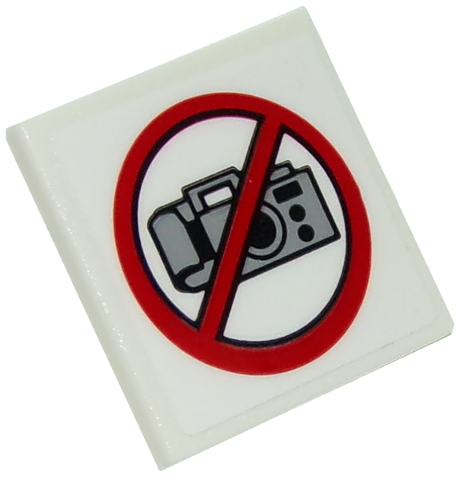 Road Sign 2 x 2 Square with Open O Clip with No Cameras Pattern (Sticker) - Set 10261