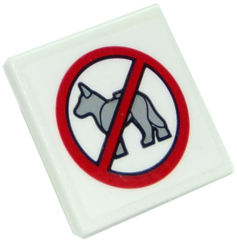 Road Sign 2 x 2 Square with Open O Clip with No Dogs Pattern (Sticker) - Set 10261