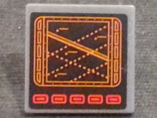 Road Sign 2 x 2 Square with Open O Clip with Computer Screen with Dark Orange Dotted Lines and Red Buttons Pattern (Sticker) - Set 76023