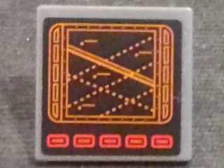 Road Sign 2 x 2 Square with Open O Clip with Computer Screen with Dark Orange Dotted Lines and Red Buttons Pattern (Sticker) - Set 76023