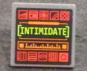 Road Sign 2 x 2 Square with Open O Clip with Computer Screen with 'INTIMIDATE' and 10 Icons Pattern (Sticker) - Set 76023