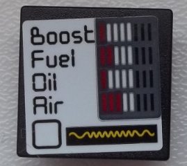 Road Sign 2 x 2 Square with Open O Clip with 'Boost', 'Fuel', 'Oil', 'Air' and Gauges Pattern (Sticker) - Set 75876