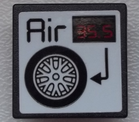 Road Sign 2 x 2 Square with Open O Clip with 'Air 35.5', Wheel and Arrrow Pattern (Sticker) - Set 75876