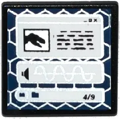 Road Sign 2 x 2 Square with Open O Clip with Black Tyrannosaurus rex Head Silhouette, Sound File on Computer Screen Pattern (Sticker) - Set 75918