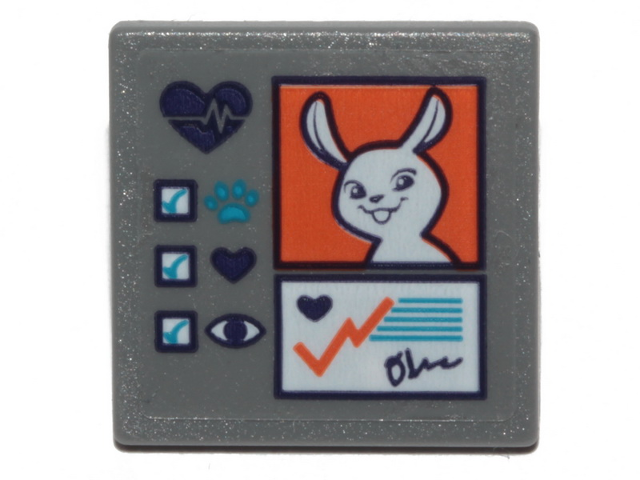 Road Sign 2 x 2 Square with Open O Clip with Bunny on Orange Square Pattern (Sticker) - Set 41403
