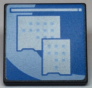 Road Sign 2 x 2 Square with Open O Clip with Light Blue Curved Center Stripe and Small Squares Pattern (Computer Screen)