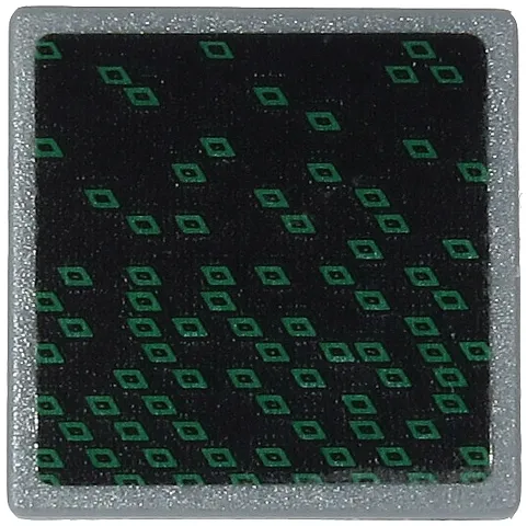 Road Sign 2 x 2 Square with Open O Clip with Dark Green Rhombuses on Black Background Pattern (Sticker) - Set 71712