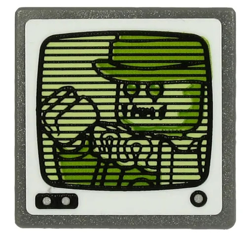 Road Sign 2 x 2 Square with Open O Clip with Ghost Clown on Yellowish Green Screen Pattern (Sticker) - Set 70432