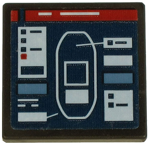 Road Sign 2 x 2 Square with Open O Clip with Screen with Blue Ship Plan and White Text on Dark Red Background Pattern (Sticker) - Set 60266