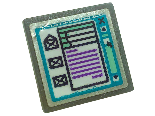 Road Sign 2 x 2 Square with Open O Clip with Email Envelope Icons and Lines on Computer Screen Pattern (Sticker) - Set 41318