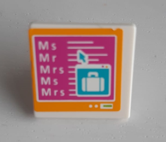 Road Sign 2 x 2 Square with Open O Clip with Computer Screen, 'M s' 'M r' 'M r s', Luggage and Mouse Pointer Pattern (Sticker) - Set 41109