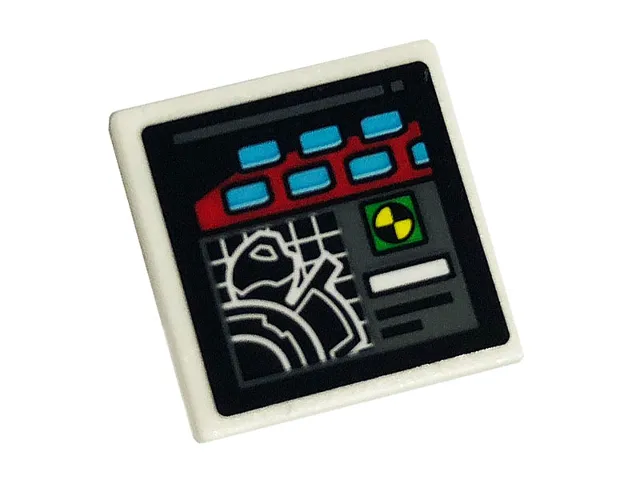 Road Sign 2 x 2 Square with Open O Clip with Monitor with Radioactive Symbol and Blue Buttons Pattern (Sticker) - Set 75932